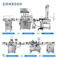 ZONESUN Automatic Lotion Cream Honey Shampoo Paste Filling Capping Round Bottle Labeling Machine Production Line