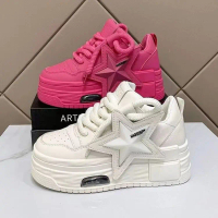 Sneakers for Women |   White Shoes |   Thick Tread Flat Shoes |   Star Design |   Comfortable Casual