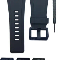 24mm Black Rubber Watch Band Strap - Compatible with Bell &amp; Ross B&amp;R BR-01 BR-03 - Free Spring Bar Tool