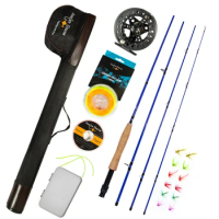 New Streamer Trout Fly Rod 9FT Portable Travel Telescopic Rod Fly Fishing Pole 3/4 5/6 7/8WT Metal Reel Fly Fishing Rod Combo