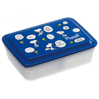 小禮堂 史努比 方形微波保鮮盒 抗菌保鮮盒 便當盒 850ml Ag+ (深藍 對話)
