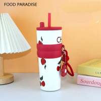 FOOD PARADISE Dung lượng lớn In hoa sao Cốc giữ nhiệt chân không Thời trang Di động Cốc cách nhiệt T