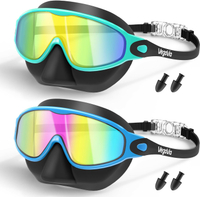 2 Pack Kids Swim Goggles with Nose Cover, Anti-Fog UV Protection Swimming Goggles for Kids Youth 3-1