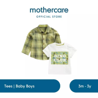 Mothercare Mothercare Checked Shirt and Dino T-Shirt Set - Set Kaos & Kemeja Bayi Laki-laki (Hijau)