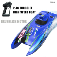 EBOYU TX768 Brushless RC Boat 2.4G Full Proportional 30km/h High Speed Jet Speedboat Water Cooling Waterproof RC Ship Toys