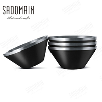 《台南悠活運動家仙德曼 露營系列-雙層304不鏽鋼笠形碗(4入)附網袋 露營碗 野餐碗 SG0142