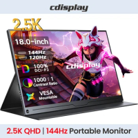 Cdisplay 18-inch Portable Monitor 2.5K UHD 144Hz Gaming Monitor 100% DCI-P3 Laptop External Screen for PS5 Switch Xbox PC Gamer
