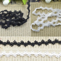 50M Black White Curve Lace Trim Ribbon Kintted Fabric Sewing Lace Centipede Braided Ribbon DIY Clothes Accessories Wedding Craft