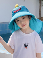 兒童防曬帽海邊大檐遮陽帶風扇男女童沙灘漁夫帽子夏寶寶防紫外線