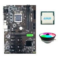 B250 BTC Mining Motherboard with G3920 or G3930 CPU CPU+RGB Fan 12XGraphics Card Slot LGA 1151 DDR4 USB3.0 SATA3.0 for BTC Miner