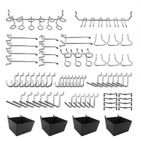 Set 81 keping cangkuk pegboard dengan pelbagai jenis, termasuk bekas pegboard, kunci pegboard dan al