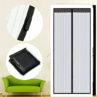 Reinforced Magnetic Screen Door Curtain with Hook&amp;Loop Anti Mosquito Automatic Closing Door Magnetic Mesh Insect Fly Bugs Screen