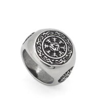 Men's stainless steel norse viking amulet valknut pagan odin symbol Pewter ring