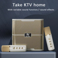 Karaoke Speaker System Home Sing Machine with Dual Microphone Portable Wireless Bluetooth Soundbox TF Card U Disk Ktv Family Set