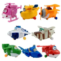 1 Pcs Cute Super Wings Action Figures Deformed Aircraft Robot PVC Model Collection Cake Decoration Kid Gift Toy