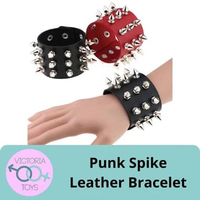 BDSM Punk Spike Leather Bracelet Gelang Alat Bantu Sex Toys Merah