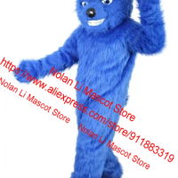 New Customized Long Plush Blue Teddy Bear Mascot Costume Cartoon Set Fancy Dress Mask Birthday Party Role Play Holiday Gift 857