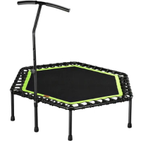 48inch Fitness Trampoline With Adjustable Handle Bar For Adults Bungee Rebounder Silent Jumping Aerobic Home Gym Exercise