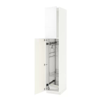 METOD 高櫃附清潔用品收納架, 白色/ringhult 白色, 40x60x220 公分