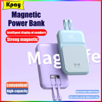 10000mAh With Cable Macsafe Power Bank Magnetic Wireless Powerbank For iphone Xiaomi Portable External Auxiliary Spare Battery
