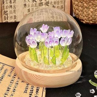全城熱賣 - 高級感紀念品伴手禮2025新款蝴蝶小夜燈生日禮物送女孩禮品套盒裝紫色鬱金香20朵一整套diy【材料包】