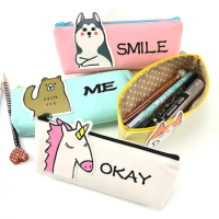 Unicorn Pencil Case Canvas Pencil Bag of Students Pen Case Kawaii Animal Pencil Case School Office Stationer Supplies