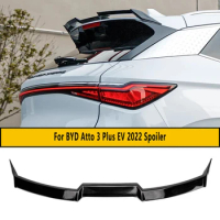 For BYD Atto 3 2022 MC Sports Spoiler Top Center Spoiler Top Wing Trunk ABS Carbon fiber pattern Bright black Accessories