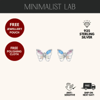 MINIMALIST LAB Sterling Silver EMERSON Butterfly Diamond Ear Studs | Anting Rama-rama EMERSON Perak