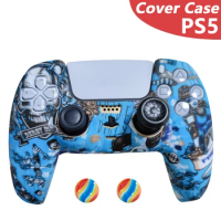 PS5 Controller Camouflage Cover Case Anti Sweat Soft Silicone Handle Case for Sony Playstation 5 Grip Case