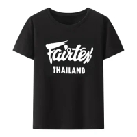 Fairtex Thailand T-shirt black casual Muay Thai kickboxing round neck loose graphic hipster street fashion breathable