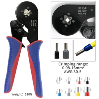 Tubular Terminal Crimping Pliers Hand Tools SO16-4/16-6 0.08 - 16mm2 28- 5AWG Mini Electrical Ferrule Crimper Set