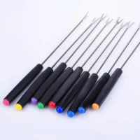 Stainless Steel Hot Forks for Kitchen, BBQ Tools, Chocolate, Cheese Pot, Fruit, Dessert Fork, Fondue Fusion Skewer, 10 PCs/Lot