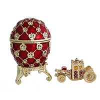 YAFFIL Enamel Pewter Box Rhinestone Metal Crafts Gifts And Decorations Creative Easter Egg Home Decorations