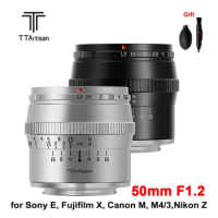 TTArtisan 50mm F1.2 Camera Lens APS-C Manual Focus Large Aperture for Sony E Fujifilm X Canon M M4/3 M43 Nikon Z Zfc Camera