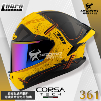 LUBRO CORSA TECH 361 黃 亮面 雙D扣 安全帽 全罩 藍牙耳機槽 眼鏡溝 耀瑪騎士機車部品
