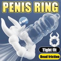 Beaded Dick Ring Erection Enhancement Ejaculation Delay Trainer Penoscrotum Restraint Semen Locking Ring Adult Men'S Dick Ring
