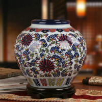 Jingdezhen Porcelain High Quality Hand-painted Blue And White Porcelain Grape Vase Large Vase Antique Chinese Household vase