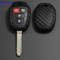 jingyuqin Carbon Fiber Silicone Car Remote Key Case Cover For Toyota CAMRY 2012 2013 2014 2015 Corolla Holder Protective Cover