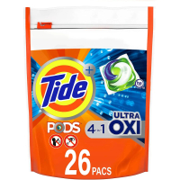 Tide Pods Ultra Oxi Liquid Detergent Pacs, 26 Count