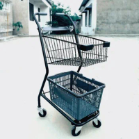 Supermarket trolley shopping cart Japanese double basket trolley KTV special trolley convenience store small shopping cart