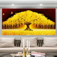 5D Diy Diamond Painting Modern Golden Money Tree Picture Of Rhinestone Cross Stitch Embroidery Kits Mosaic Tree of Life Decor