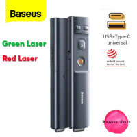 ถูกจริง/ส่งไวBaseus รีโมทพรีเซนไร้สาย แดง-เขียว Type-C + USB Wireless Remote Control Presentation La