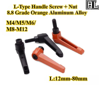 Skru Pemegang Aloi Aluminium Oren, 8.8 Gred, Skru Pemegang Jenis L + Nat, Tersedia dalam saiz M4 / M