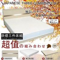 【HOME MALL-秋語雪松崁燈】雙人5尺三件式獨立筒床組