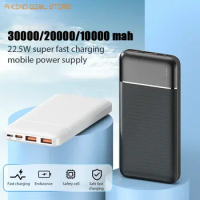 Power Bank 30000mAh-10000mAh Large Capacity Powerbank Portable Phone Battery Charger PD22.5w Type C Fast Charge PC Fireproof