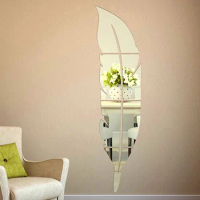 DIY Feather Plume 3D Mirror Wall Sticker for Living Room Art Home Decor Vinyl Decal Acrylic Sticker Mural Wall Decor Wallpaper#