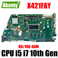 X421FAY Mainboard For Asus VivoBook X421FQY X421FA X421FPY Laptop Motherboard With CPU I5-10210U I7-10510U 8GB 16GB RAM V2G