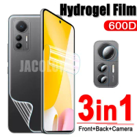3IN1 Water Gel Film For Xiaomi 12 Lite 12x Mi 11 Lite 5G NE 11T Pro Screen Protector+Back Hydrogel Film+Lens Glass Xiomi 12Lite