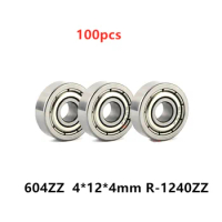 100pcs miniature bearing 604ZZ 4*12*4 mm R-1240ZZ deep groove ball bearing 604 604Z 4x12x4 mm