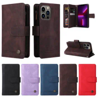 Leather Zipper Flip Phone Case For iPhone 15 14 13 12 Mini 11 Pro XS Max XR 7 8 6S Plus Wallet Stand Cover 100pcs/Lot